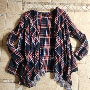 torrid Plaid Fringe Cardigan